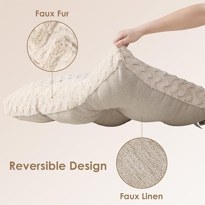 EHEYCIGA Reversible Dog Crate Bed Washable, Comfort Fluffy Plush Dog Kennel Pad for Gaint Dogs, Deluxe Machine Washable XXL Pet Sleeping Mats, 47" x 29"x 4", Beige