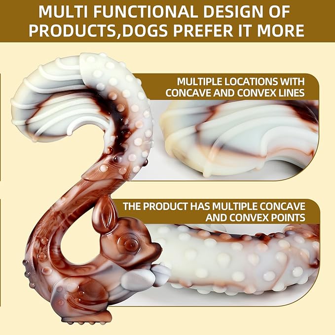 Indestructible Dog Toys for Aggressive Chewers, Tough and Durable Chew Toys for Large Medium Dogs, Interactive Dog Chew Toys to Keep Them Busy (F Squirrel+Crab)