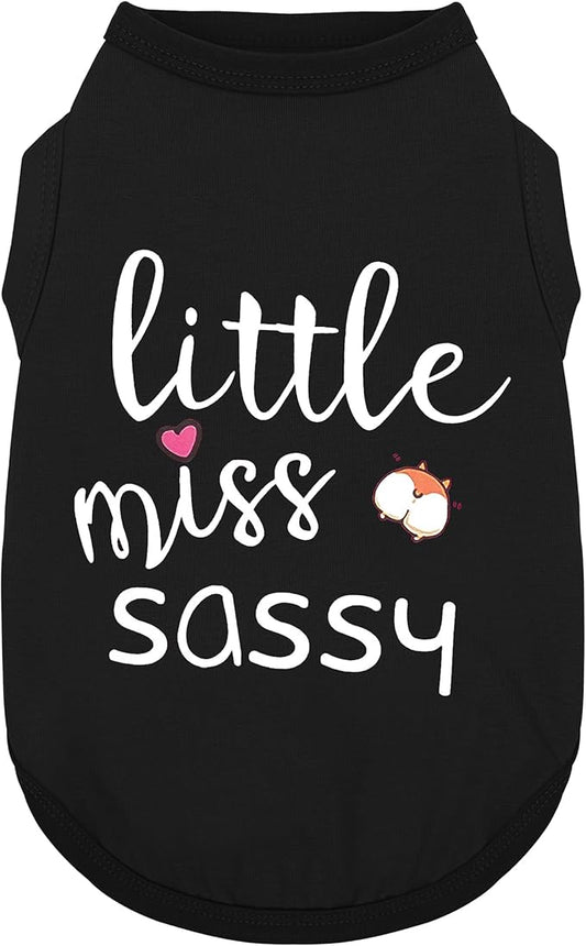Paiaite Dog Clothes Fashionable Sleeveless Pet Vest: 'Little Miss Sassy' Printed Cotton Dog Shirt, Ideal for Small, Medium, and Large Breeds, Ensuring Comfort and Breathability Black XXL