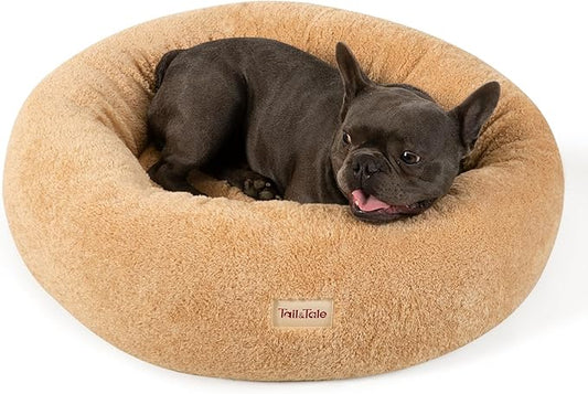 Self-Warming Calming Donut Dog Bed for Small Dogs & Cats – Orthopedic Memory Foam Round Pet Bed for Anxiety Relief & Joint Support, Waterproof Liner, Washable Removable Cover, Non-Slip Bottom