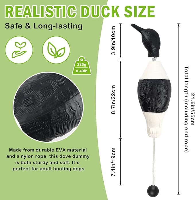 Archerest Dead Duck Dove Pheasant Dummy Bumper Toys for Waterfowl Hunting Retriever Dog Training, Floating Mallard Dummy Trainer Outdoor Soft Durable Realistic Fowl