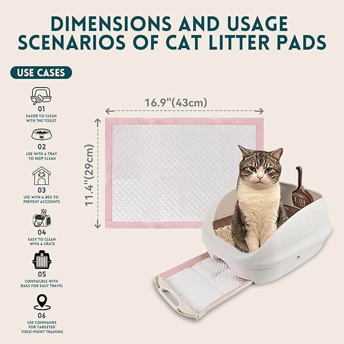 100 Count Cat Litter Pads for Tidy Cats Breeze Litter System 16.9 x 11.4 Inch Lavender Scented Cat Pad Refills Super Absorbent Quick-Dry Pee Pads for Cats