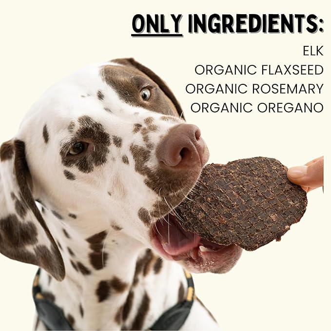 Winnie Lou Elk Jerky Dog Treats – Limited Ingredient, Human Grade, Training Treats for Small, Medium & Large Dogs, Made in USA (1 Pack)