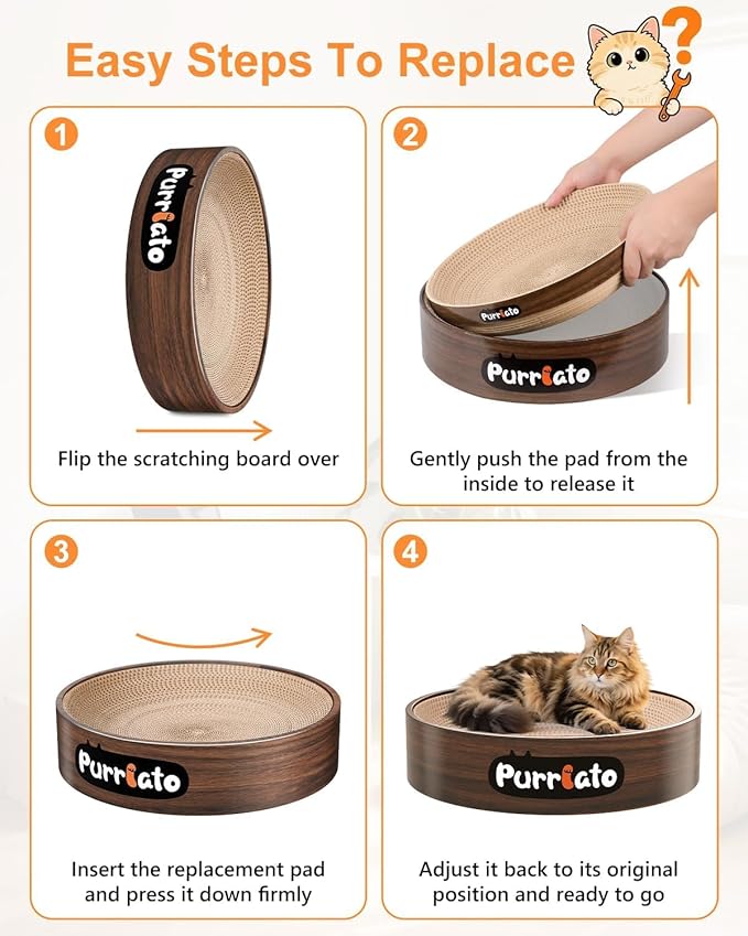 Cat Scratcher, Cardboard Cat Scratchers for Indoor Cats, Large Cat Scratching Board, Round Bowl Cat Scratch Pad Bed (Checkerboard)
