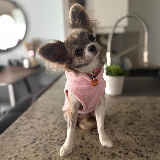 JACKO & CO - Fleece Vest Dog Sweater with Leash Ring - Soft, Warm & Lightweight Pullover Coat for Small & Medium Dogs, Puppies & Cats - Cozy Fall/Winter/Spring Pet Jacket (Pink Lemonade, XL 17-25lbs)