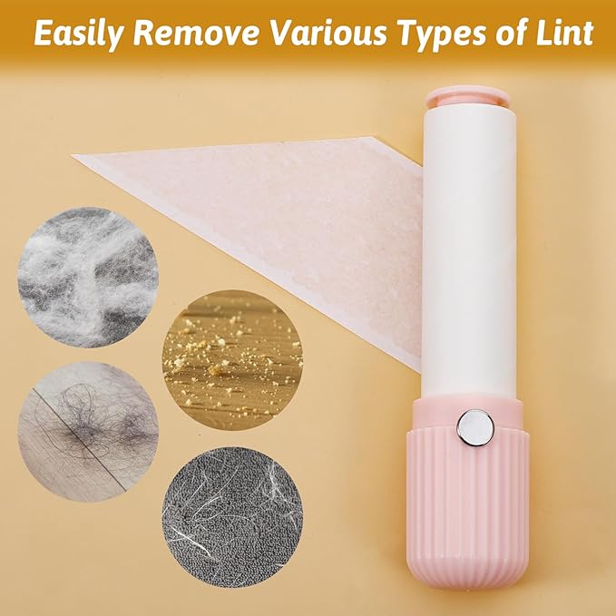 1 Pack Compact Lint Roller with 150 Sticky Sheets Pocket Lint Remover for Travel Portable Pet Hair Remover for Clothes Refillable Mini Lints Rollers Hair Pickup Rollers(1 Handle+5 Roller Refills)