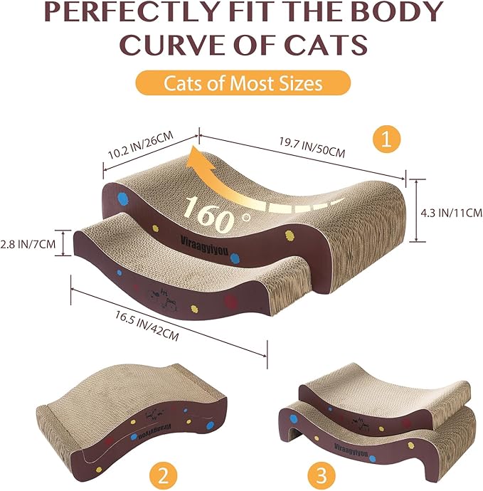 Cat Scratcher Cardboard Scratch Pad for Cats Infinity Scratchers for Indoor Cats Kitten Scratching Post as Beds Board & Furniture Reversible Couch