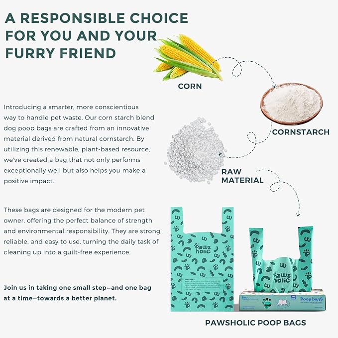 100 Count Extra Large Dog Poop Bags with Handle, fit for Swivel Bin Pooper Scooper,CornStarch Based Heavy Duty and Leak-Proof Waste Bags for Dog & Cat Litter(Unscented)