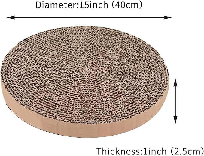 Extra Large Round Cat Scratcher Refill Pads - 15.7 Inch Diameter, 1 Inch Thick, Cardboard Scratching Board Replacement for Cats, 4 Pack