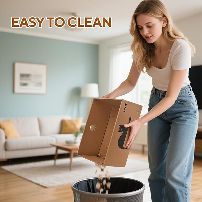 7PCS Reversible Cat Scratching Pads with Box, 16.5" Lｘ12.6" Wｘ5.9 H Extra Large Cardboard Scratcher with Catnips, Cat Scratch Boxes for Indoor Cats