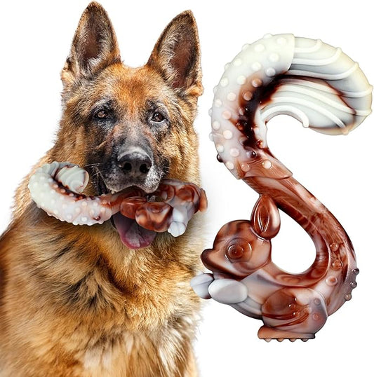 Indestructible Dog Toys for Aggressive Chewers, Tough and Durable Chew Toys for Large Medium Dogs, Interactive Dog Chew Toys to Keep Them Busy (B Squirrel)