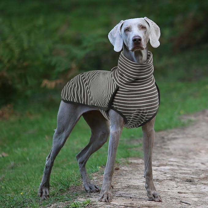 ROZKITCH Dog Winter Coat Soft Pullover Pajamas, Pet Windproof Warm Cold Weather Jacket Vest Cozy Jumpsuit Apparel Outfit Clothes for Small, Medium, Large Dogs Walking Hiking Travel Sleep Stripe XL