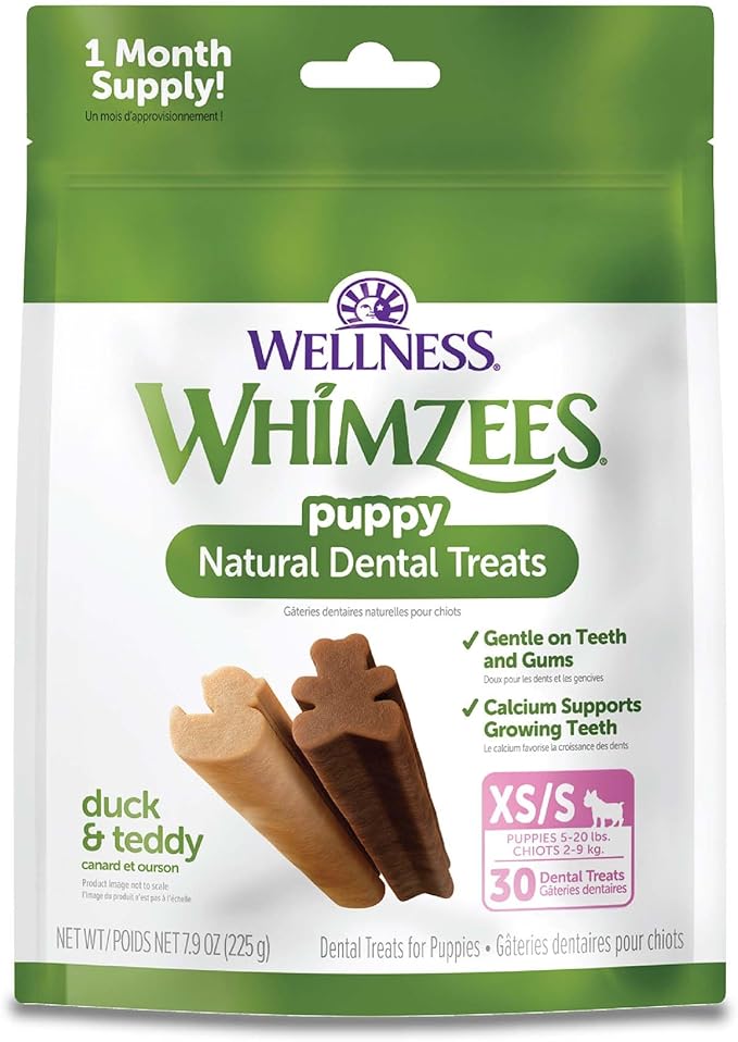 WHIMZEES Wellness Puppy Dog Dental Treats, Natural Chews, Extra Small & Small Size Stick, (30 Count)