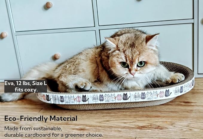2 Pack Large Cat Scratcher Cardboard, Oval Indoor Cat Scratcher Bed Scratcher Pad Board Lounge Couch Cats Bowl Shaped Cat Scratching Post Nest for Cats Grinding Claw Furniture Protector