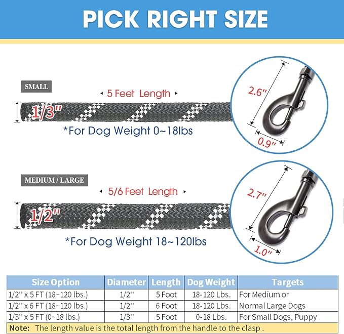 BAAPET 2 Packs 5/6 FT Dog Leash with Comfortable Padded Handle and Highly Reflective Threads Dog Leashes for Small Medium and Large Dogs (5FT-1/2'', Black+Black)