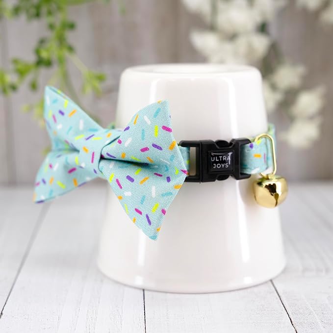 Ultra Joys Boy & Girl Cat Collar Kitten Collar with Bells & Bowtie Birthday Small