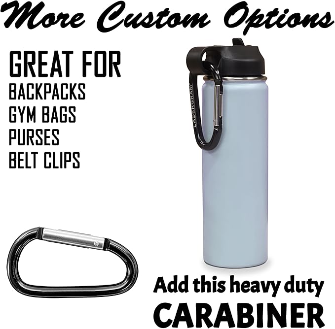 LaserGram Personalized Water Bottle, Dragon, Stainless Steel Double Wall Vacuum Insulated with Flip Top Straw, Custom Engraved Gift (20oz / 590ml Light Blue)