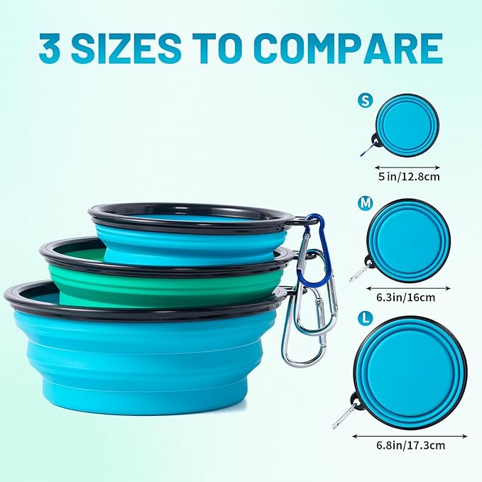 SLSON Dog Bowls Pet Collapsible Bowl with Cover Lids,2 Pack Dog Travel Bowls Portable Foldable Cat Water Dish Bowl for Pets Walking Parking Camping (Pink and Purple, Medium)