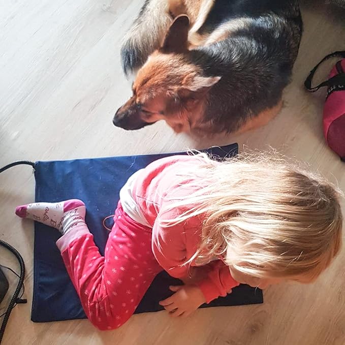 NAMSAN Heated Cat Bed, 7-Level Adjustable Temperature Rabbit Warming Mat, Outdoor/Indoor Dog Cage Heating Pad with Chew Resistant Cord, Blue