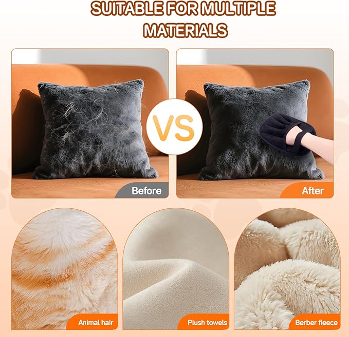 Pet Hair Remover Electrostatic Gloves,Pet Hair Removal for Cats & Dogs, Cat Grooming Gloves，Pet Hair Fur Removal Mitt, Cleanup for Furniture, Clothing, and Upholstery,Reusable, Quick & Easy Cleaning