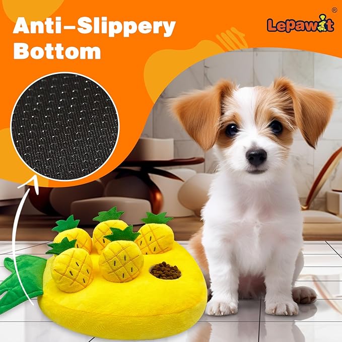 Hide and Seek Dog Toys, Squeaky Interactive Puzzle Dog Toys for Boredom and Stimulation, Dog Enrichment Toys for Small and Medium Dogs (Pineapples, Pack of 7)