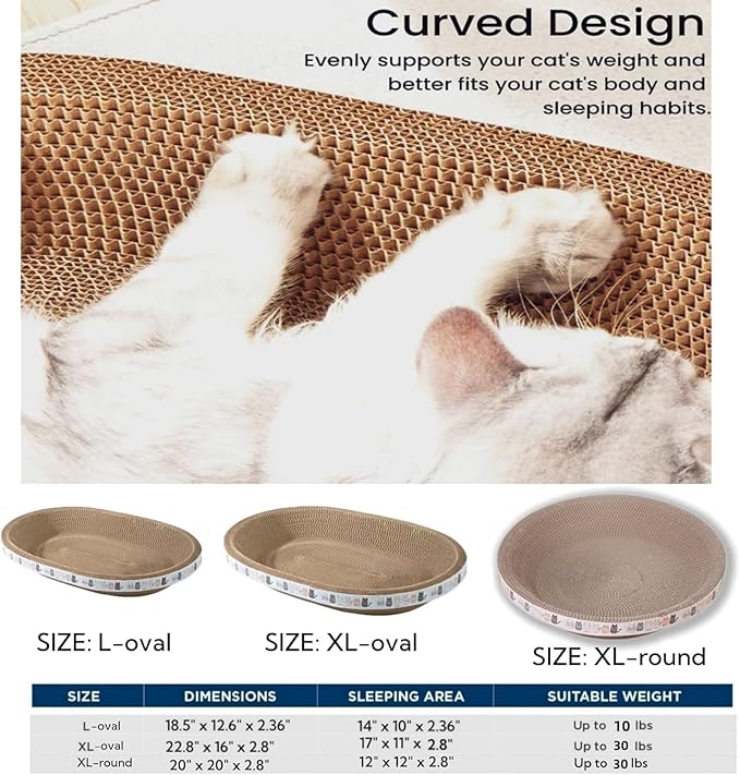 2 Pack Large Cat Scratcher Cardboard, Oval Indoor Cat Scratcher Bed Scratcher Pad Board Lounge Couch Cats Bowl Shaped Cat Scratching Post Nest for Cats Grinding Claw Furniture Protector