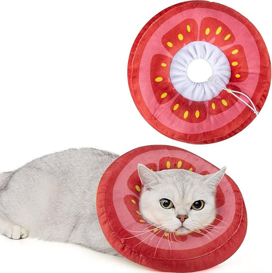 ANWA Adjustable Cat Cone Collar Soft, Cute Cat Donut Collar After Surgery, Kitten Recovery Cones to Stop Licking