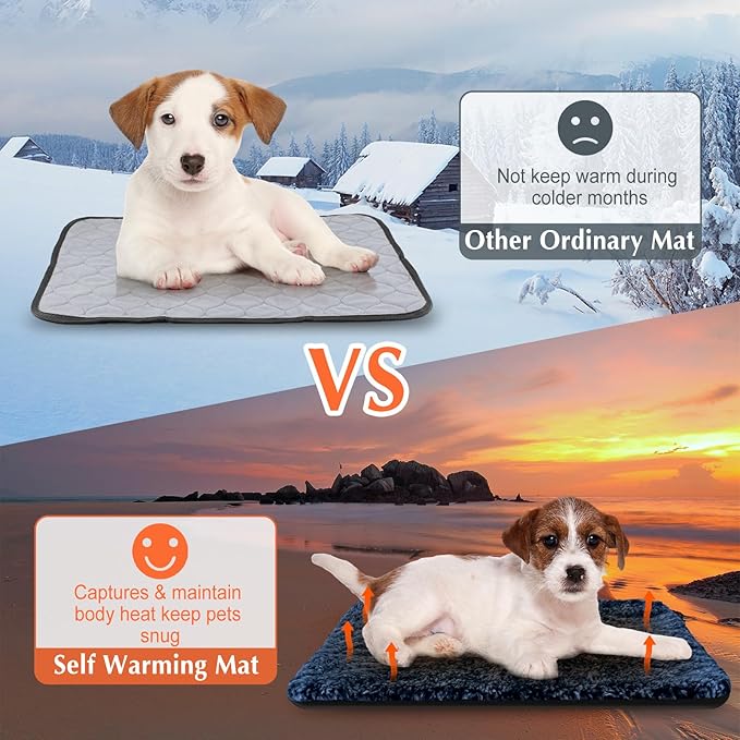 4 Pack Self Warming Cat Bed Indoor Self Heating Dog Cat Pad Washable 16 x 20 Inch Thermal Pet Kennel Pad Crate Bed Mat Reflect Body Heat for Outdoor