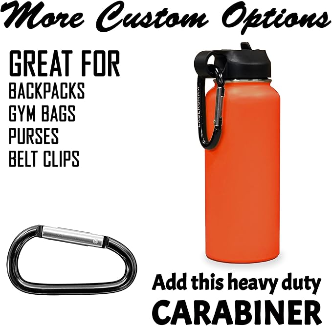 LaserGram Personalized Water Bottle, Dragon, Stainless Steel Double Wall Vacuum Insulated with Flip Top Straw, Custom Engraved Gift (40oz / 1180ml Orange)