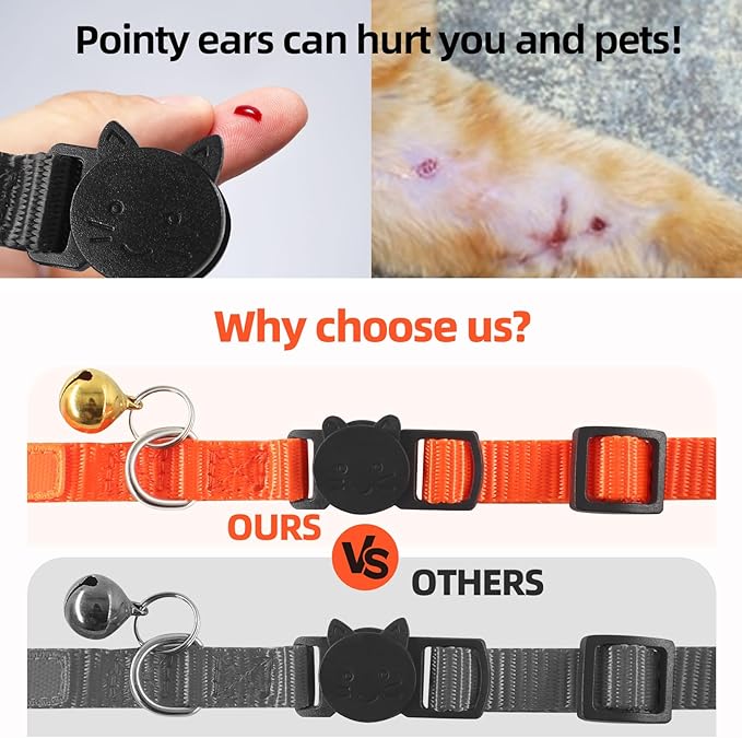 Personalized Cat Collars ，7 Pack Set Pet Collar with Name ，Custom Embroidered id Name and Phone Number,Adjustable Breakaway Kitty Collar Will Bell