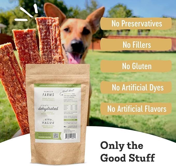 Farm Hounds - Turkey Strips - Premium Natural Jerky for Dogs - from 100% Humanely Raised Turkey - Break-to-Size - Great for Training & Treats - No Added Fillers - Made in USA - 4.5 oz - 2 Pack