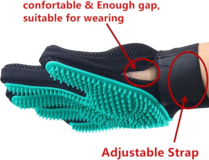 1 Pair Reusable Pet Hair Remover Gloves,Gentle Pet Shedding Glove Brush,Glooming Gloaves,Massage Mitt with Enhanced Five Finger Design - Perfect for Dogs & Cats with Long & Short Fur