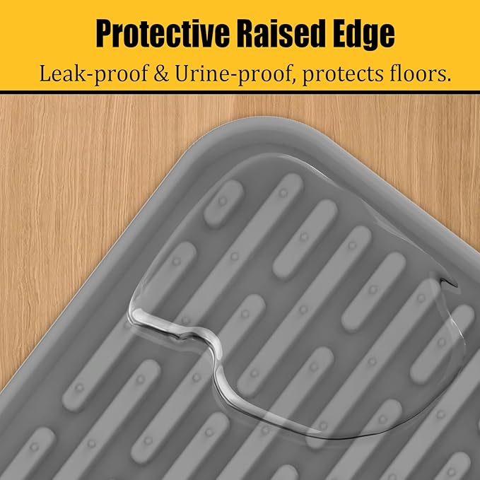 40"x30"(100cmx75cm) Extra Large Silicone Cat Litter Mat, XXL Litter Trapping Mat for Under Litter Box, Non-Slip Waterproof Kitty Litter Catcher, Easy to Clean Mat for Cats, Dark Gray