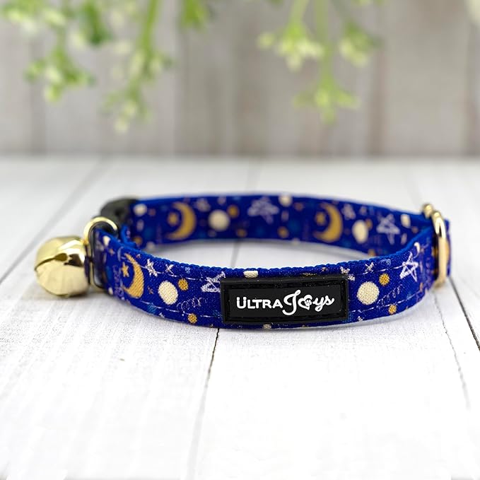 Ultra Joys Breakaway Cat Collar with Bells - Boy & Girl Kitten Collar - Luna Large