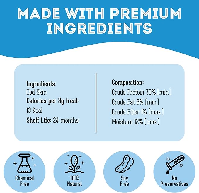 The Granville Island Pet Treatery Dehydrated Cod Skin for Dogs & Cats (5.3 oz, Pack of 1) - Dehydrated Single Ingredient Dog Treats - Natural Dog Treats, Grain Free