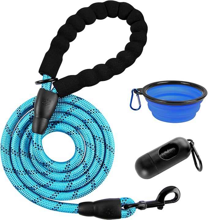 BARKBAY Dog Leashes for Large Dogs Heavy Duty Dog Leash 4/5/6 FT with Comfortable Padded Handle and Highly Reflective Threads for Medium Large Dogs Walking Training Running (6FT-1/2'',Blue)