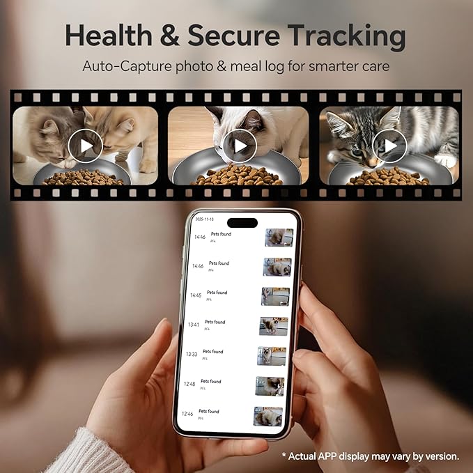 Automatic Cat Feeder with Dual 2K HD Camera, Smart Pet Food Dispenser for Timed Meals, APP Control Laser Interactive Toy Treat Feeders with 2.4G / 5G WiFi, White