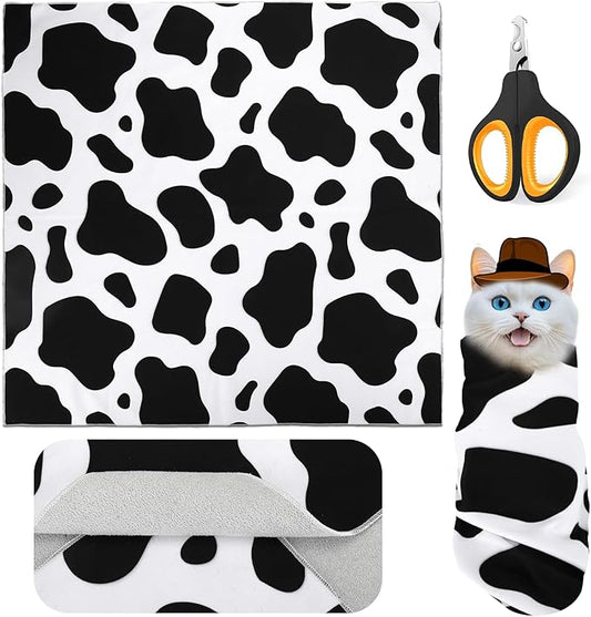 Mity rain Cat Grooming Supplies - Cat Wrap for Cutting Nails with Cat Nail Clipper, Cat Restraint for Nail Clipping to Anti-Runaway/Scratch/Bitten, Cat Swaddle Wrap for Calming & Holding Cat (XLarge)