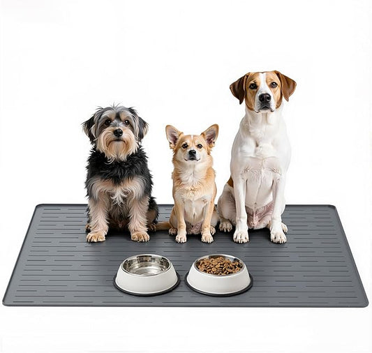Large Dog Mats for Food and Water, 40"x30" Waterproof Pet Food Mats for Floor Nonslip Silicone Bowl Mats with Raised Edges