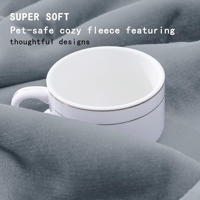 Smiry Waterproof Dog Bed Blanket, Leakproof Pet Throw Blanket for Bed Couch Sofa, Reversible Sherpa Fleece Furniture Protector Cover for Small Medium Large Dogs Cats (Grey, 50x60 inches)