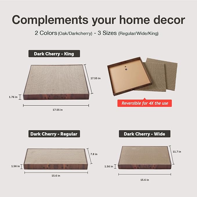 Necoichi Cardboard Cat Scratcher Bed for Indoor Cats - Cat Scratching Board (16" Regular, b.Dark Cherry Lounge)