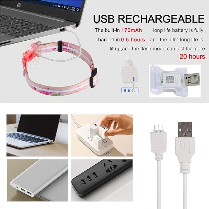 Upgraded Version Light Up Dog Collars,LED Dog Collar Rechargeable Waterproof,2-in-1 Buckle Type Glow Collar for Medium Large Dogs,M(Pink Rose)