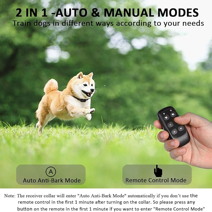 Citronella Dog Training Collar with Remote, Auto + Manual 2 Modes, Spray + Beep Citronella Dog Bark Control Collar, No Electric Shock Humane Safe Rechargeable Waterproof Anti Bark Device for Dogs