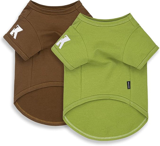 Koneseve Dog Shirts 2 Pack Soft Comfortable Clothes for Medium Large Dogs Brown & Avocado Green 5XL