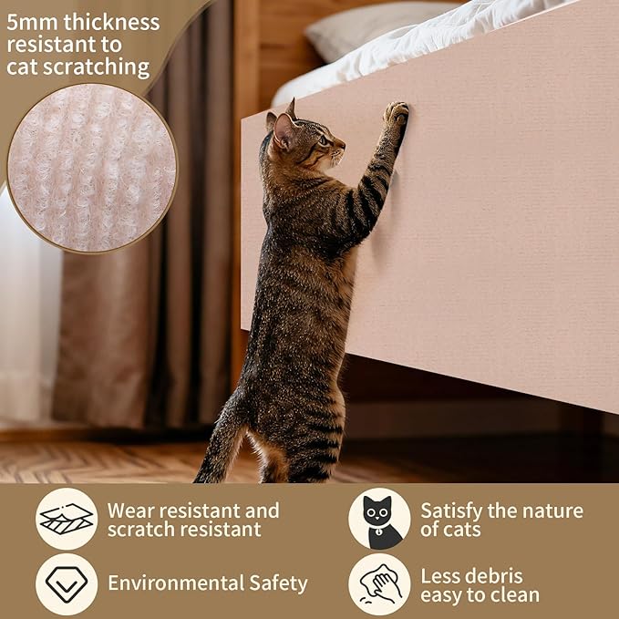 78.7"x15.8" Cat Scratch Mat,Adhesive Cat Scratch Pad for Furniture,DIY Cats Scratch Furniture Protector for Furniture,Sofa,Couch,Covering Cat Scratching Post Replacement Pads,Light Khaki