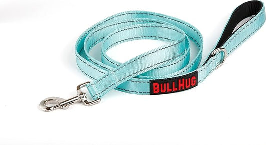 BULLHUG 6 FT Bulldog Leash with Padded Handle. Perfect for Bulldogs, French Bulldogs, Pugs & All Breeds. Leashes for Walking, Training Lead for Bulldogs (Reflective Stitching, Tiffany)