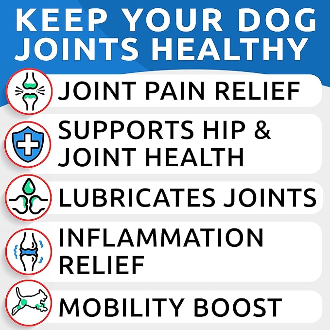 Hemp + Glucosamine Treats for Large Dogs - Natural Joint Pain Relief - Hip & Joint Supplement w/MSM + Chondroitin + Hemp Oil + Omega 3 - Joint Pain Relief - Made in USA - Chicken Flavor - 360 Chews