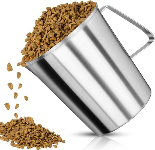 4 Cup Dog Food Scoop 304 Stainless Steel Dog Food Measuring Cups for Cat or Bird Pet Foods, Injection Molded and Dishwasher Safe (4 Cup)