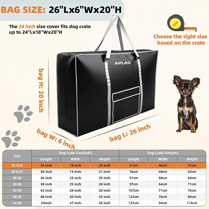 All-in-One Pet Travel Bag, Primary Use for Dog Crates, Also Stores Playpens, Dog Beds & Cat Trees, Heavy-Duty Zippered Carry All for Vacation & Camping