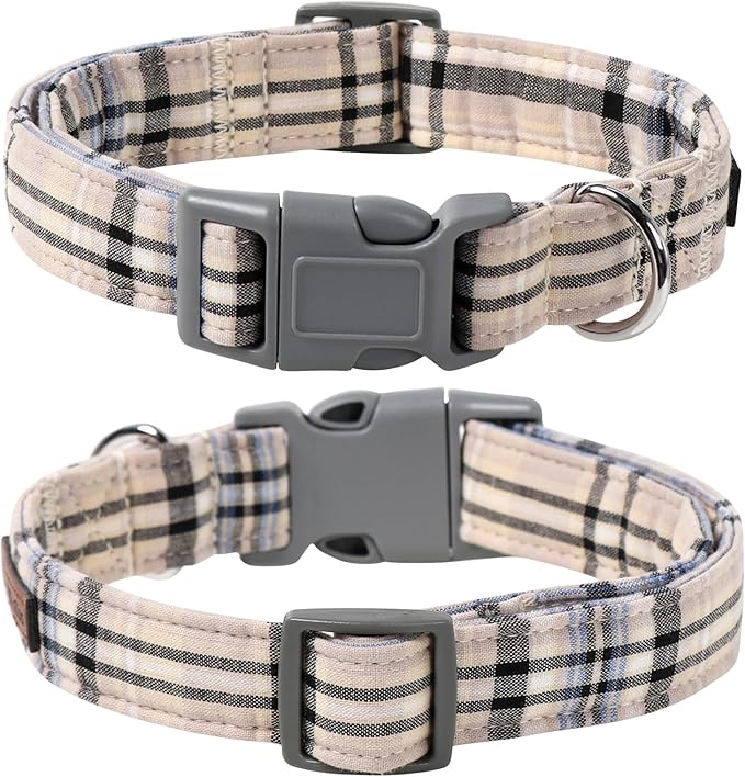 Lionet Paws Dog and Cat Collar with Bowtie Grid Collar Plastic Buckle Light Adjustable Collars for Small Medium Large Dogs